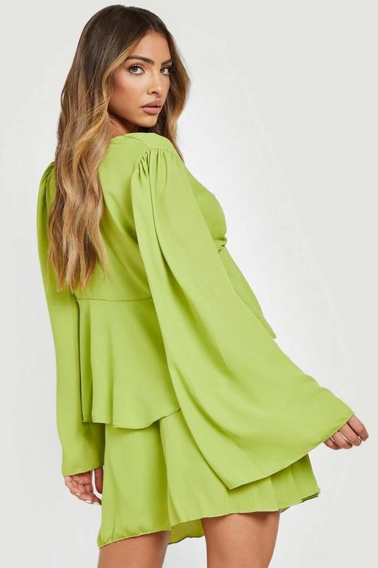 BOOHOO Tie Front Ruffle Blouse & Mini Skirt 2 BOOHOO Tie Front Ruffle Blouse & Mini Skirt - Image 2
