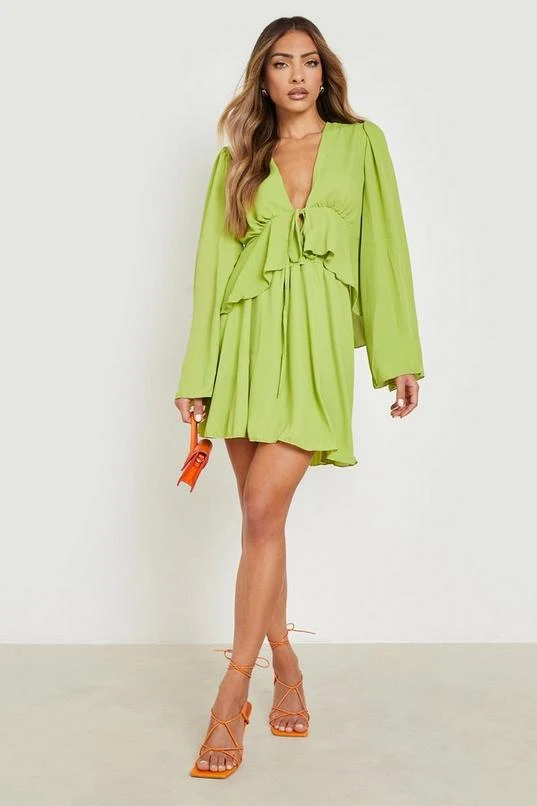 BOOHOO Tie Front Ruffle Blouse & Mini Skirt 3 BOOHOO Tie Front Ruffle Blouse & Mini Skirt - Image 3