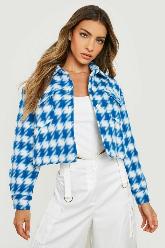 BOOHOO Dogtooth Cropped Shacket 4 BOOHOO Dogtooth Cropped Shacket - Image 4