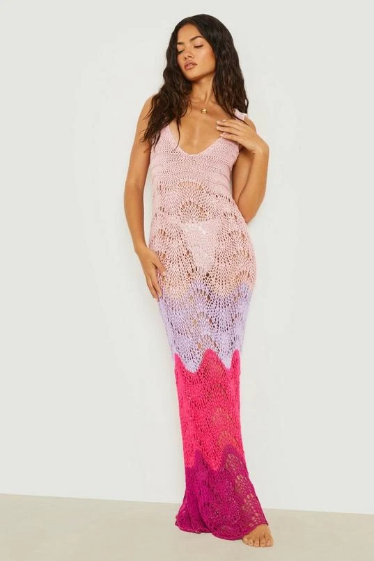BOOHOO Crochet Contrast Scallop Scoop Beach Dress 3 BOOHOO Crochet Contrast Scallop Scoop Beach Dress - Image 3