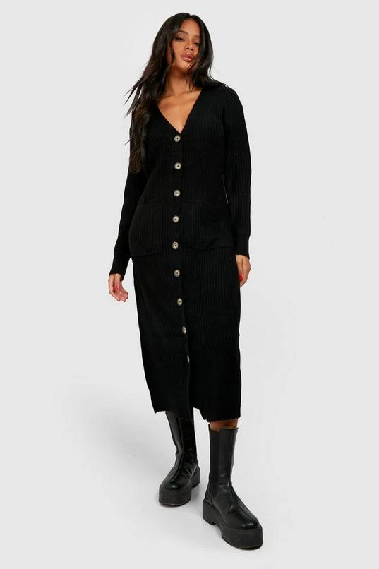 BOOHOO Soft Knit Button Through Midi Knitted Dress 3 BOOHOO Soft Knit Button Through Midi Knitted Dress - Image 3