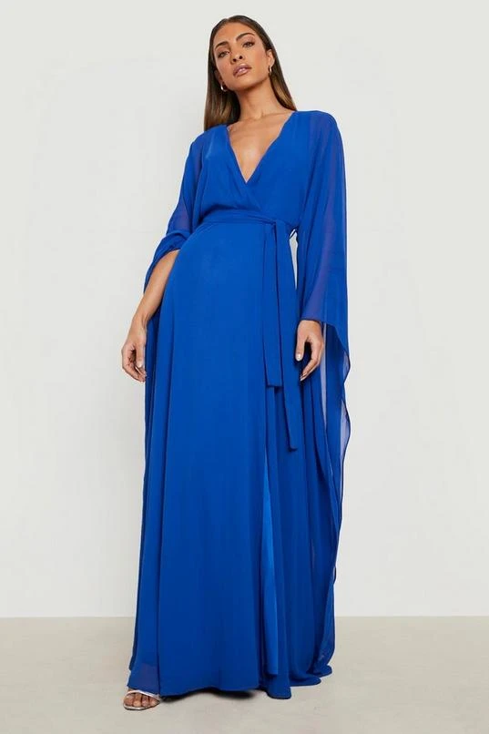 BOOHOO Chiffon Wrap Cape Sleeve Maxi Dress 3 BOOHOO Chiffon Wrap Cape Sleeve Maxi Dress - Image 3