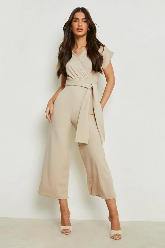 BOOHOO Tie Waist Culotte Jumpsuit 1 BOOHOO Tie Waist Culotte Jumpsuit