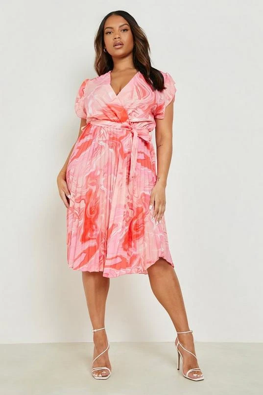 BOOHOO Plus Pleated Tie Dye Midi Dress 3 BOOHOO Plus Pleated Tie Dye Midi Dress - Image 3