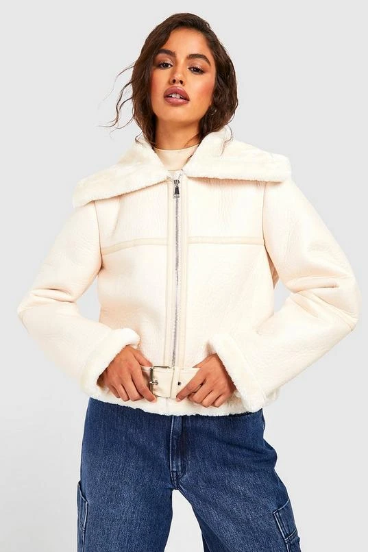 BOOHOO Bonded Faux Fur Pu Aviator 3 BOOHOO Bonded Faux Fur Pu Aviator - Image 3