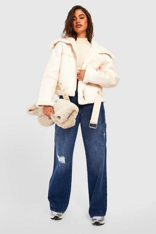 BOOHOO Bonded Faux Fur Pu Aviator 4 BOOHOO Bonded Faux Fur Pu Aviator - Image 4