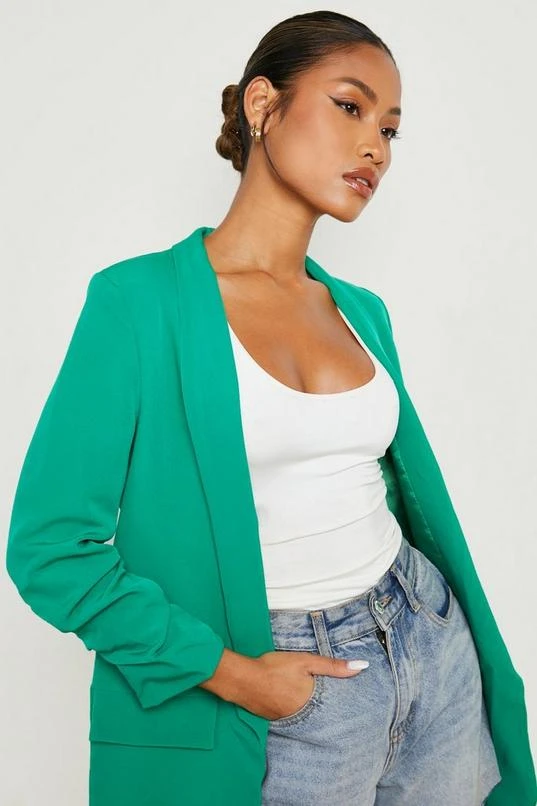 BOOHOO Ruched Sleeve Tailored Blazer 4 BOOHOO Ruched Sleeve Tailored Blazer - Image 4