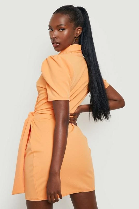 BOOHOO Puff Sleeve Belted Shirt Dress 2 BOOHOO Puff Sleeve Belted Shirt Dress - Image 2