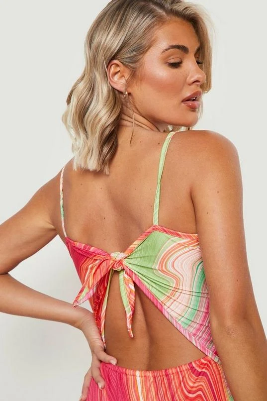 BOOHOO Swirl Tie Back Midi Slip Dress 4 BOOHOO Swirl Tie Back Midi Slip Dress - Image 4