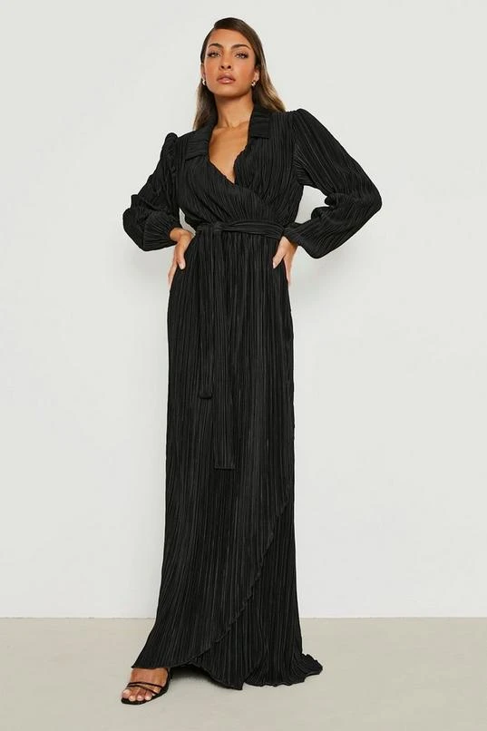 BOOHOO Plisse Wrap Maxi Dress 3 BOOHOO Plisse Wrap Maxi Dress - Image 3
