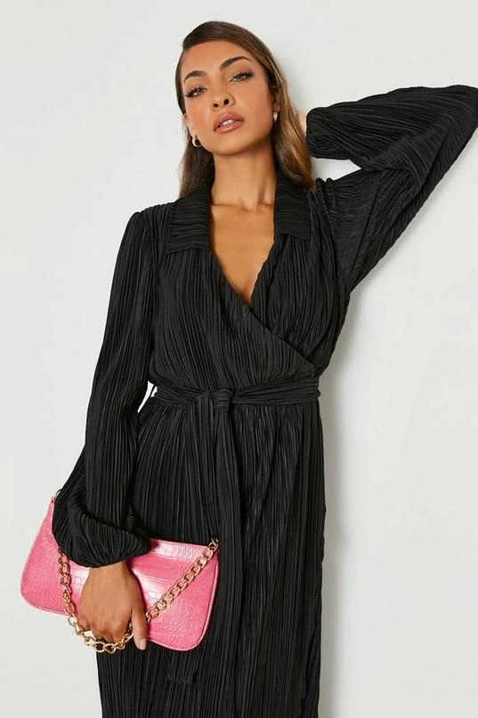 BOOHOO Plisse Wrap Maxi Dress 4 BOOHOO Plisse Wrap Maxi Dress - Image 4