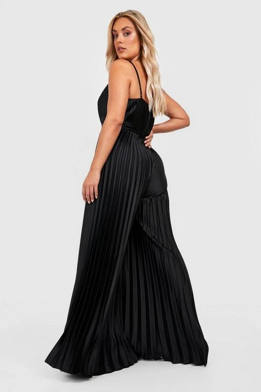BOOHOO Plus Pleated Satin Strappy Wide Leg Jumpsuit 2 BOOHOO Plus Pleated Satin Strappy Wide Leg Jumpsuit - Image 2