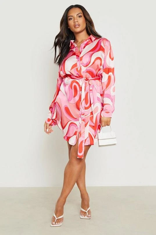 BOOHOO Plus Abstract Printed Shirt Dress 3 BOOHOO Plus Abstract Printed Shirt Dress - Image 3