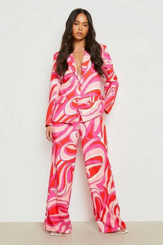 BOOHOO Petite Abstract Print Oversized Blazer 3 BOOHOO Petite Abstract Print Oversized Blazer - Image 3