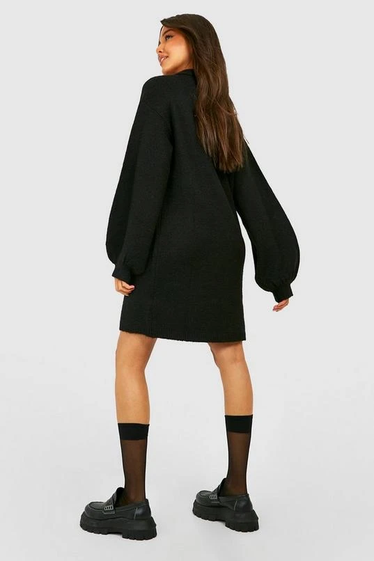 BOOHOO Polo Neck Oversized Knitted Jumper Dress 2 BOOHOO Polo Neck Oversized Knitted Jumper Dress - Image 2