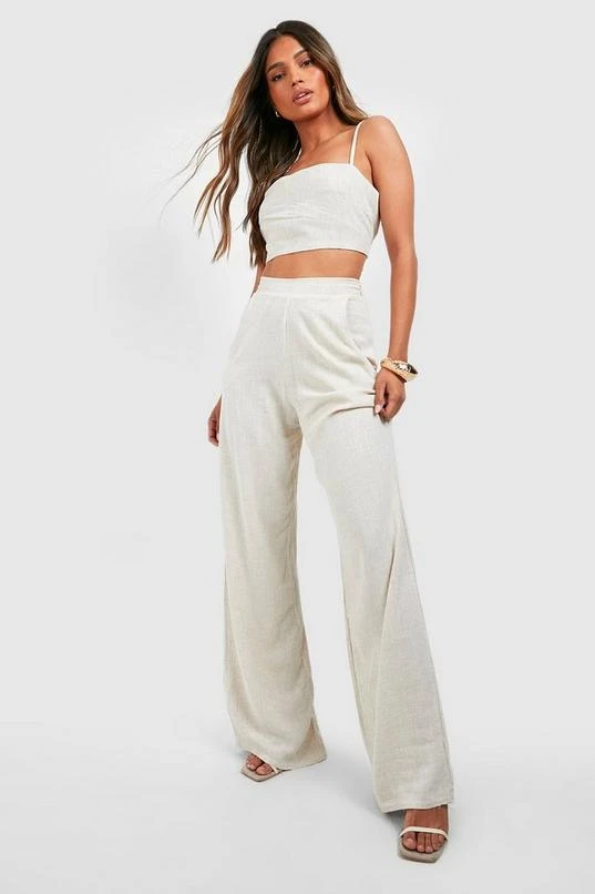 BOOHOO Linen Textured Straight Leg Trousers 3 BOOHOO Linen Textured Straight Leg Trousers - Image 3