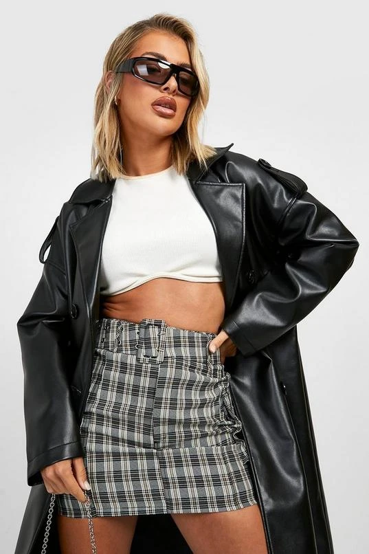 BOOHOO Plaid Belted Cargo Mini Skirt 1 BOOHOO Plaid Belted Cargo Mini Skirt