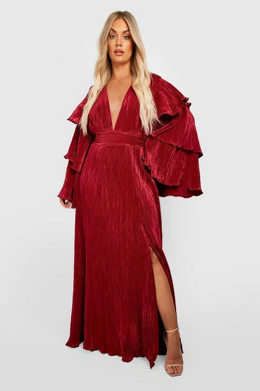 BOOHOO Plus Layered Ruffle Sleeve Maxi Dress 1 BOOHOO Plus Layered Ruffle Sleeve Maxi Dress