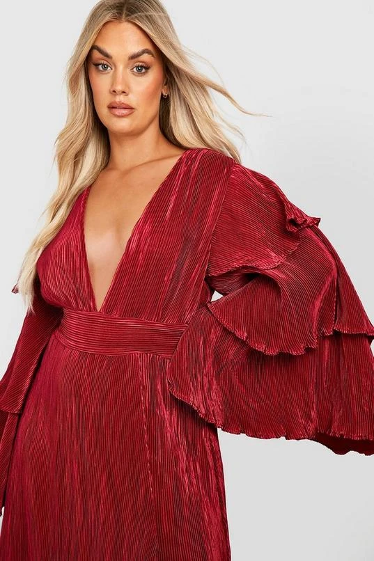 BOOHOO Plus Layered Ruffle Sleeve Maxi Dress 3 BOOHOO Plus Layered Ruffle Sleeve Maxi Dress - Image 3