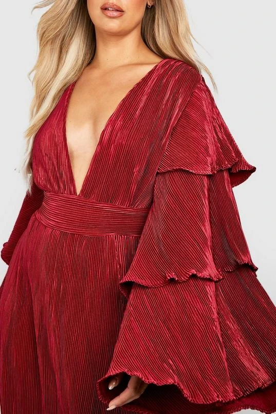 BOOHOO Plus Layered Ruffle Sleeve Maxi Dress 4 BOOHOO Plus Layered Ruffle Sleeve Maxi Dress - Image 4