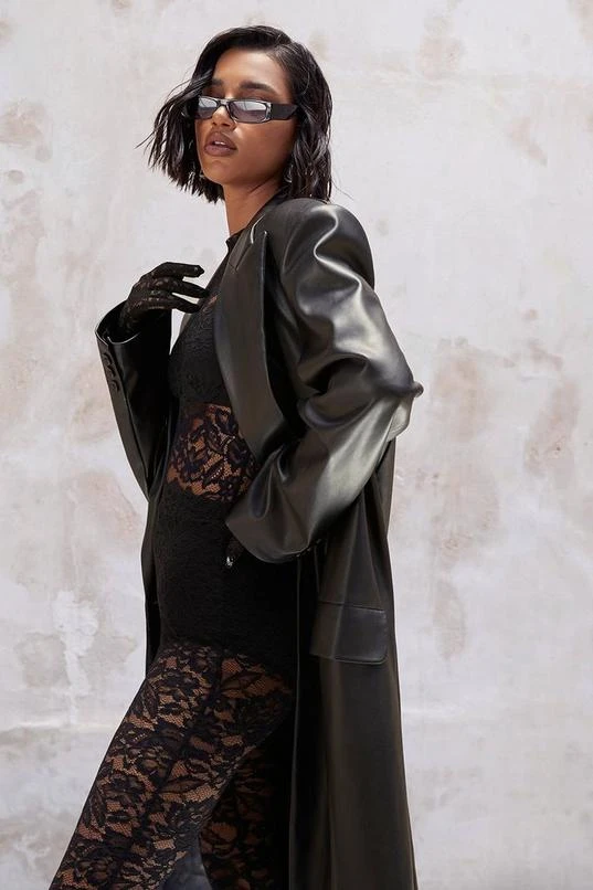 BOOHOO Faux Leather Overcoat 4 BOOHOO Faux Leather Overcoat - Image 4