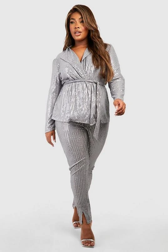 BOOHOO Plus Sequin Wrap Blazer 3 BOOHOO Plus Sequin Wrap Blazer - Image 3