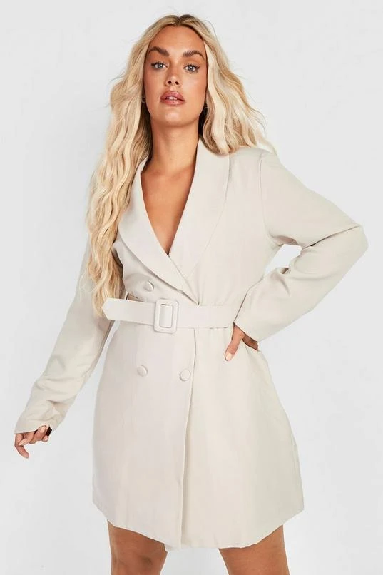 BOOHOO Plus Double Breasted Belted Blazer Dress 1 BOOHOO Plus Double Breasted Belted Blazer Dress