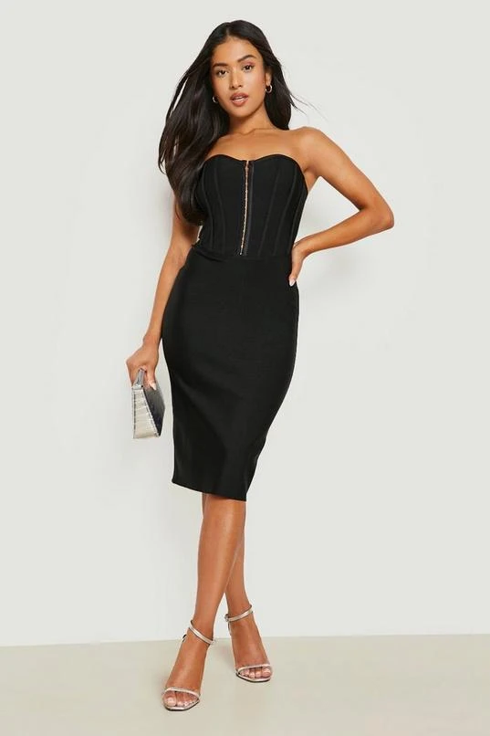 BOOHOO Petite Hook And Eye Bandage Midi Dress 1 BOOHOO Petite Hook And Eye Bandage Midi Dress