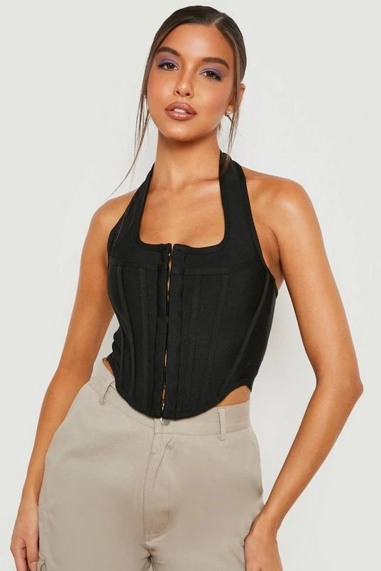 BOOHOO Bandage Halter Hook And Eye Corset 1 BOOHOO Bandage Halter Hook And Eye Corset