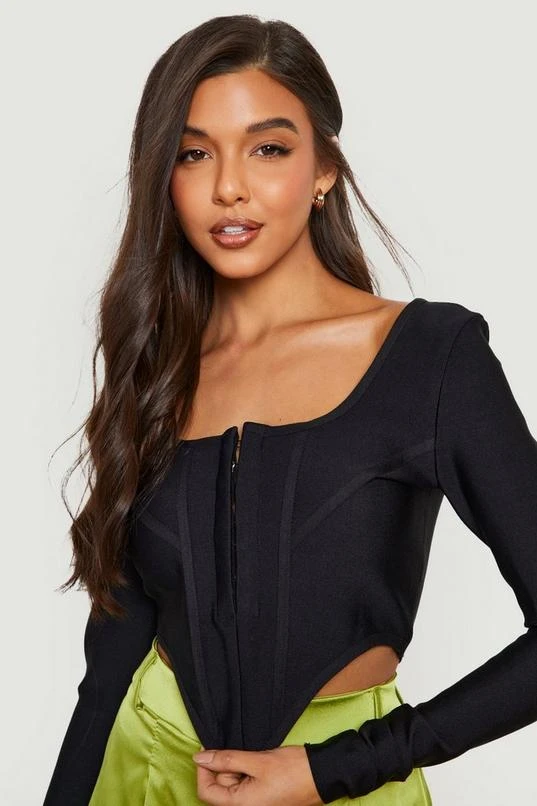 BOOHOO Bandage Long Sleeve Hook And Eye Corset Top 4 BOOHOO Bandage Long Sleeve Hook And Eye Corset Top - Image 4