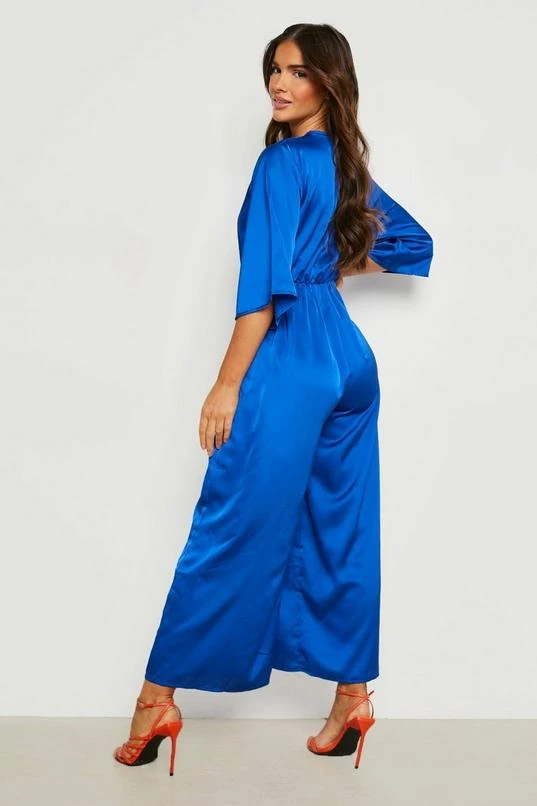 BOOHOO Wrap Front Satin Jumpsuit 2 BOOHOO Wrap Front Satin Jumpsuit - Image 2