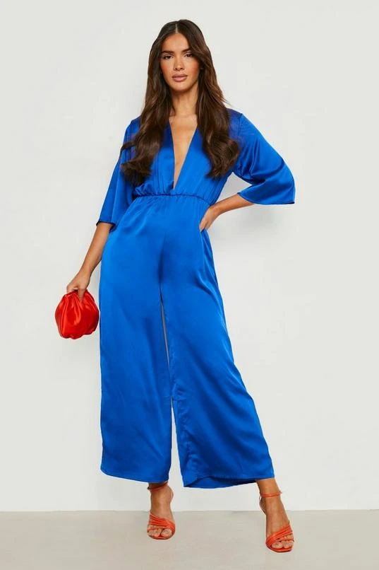 BOOHOO Wrap Front Satin Jumpsuit 3 BOOHOO Wrap Front Satin Jumpsuit - Image 3