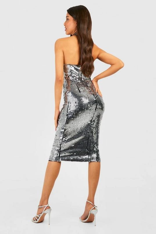 BOOHOO Sequin Halter Midi Party Dress 2 BOOHOO Sequin Halter Midi Party Dress - Image 2