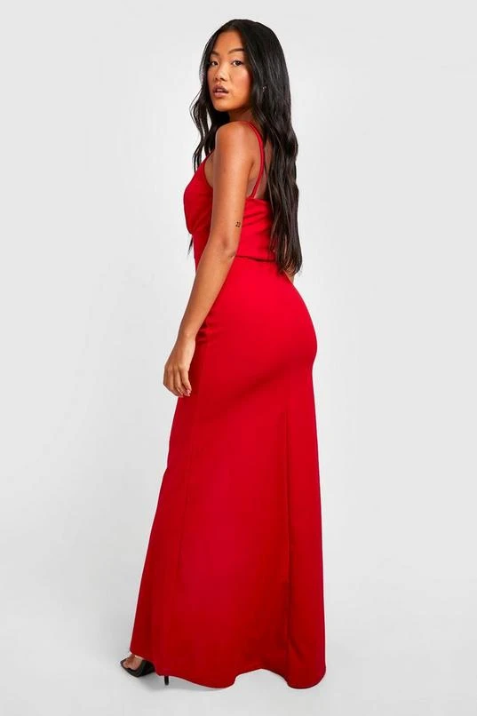 BOOHOO Petite Wrap Front Split Leg Scuba Maxi Dress 2 BOOHOO Petite Wrap Front Split Leg Scuba Maxi Dress - Image 2