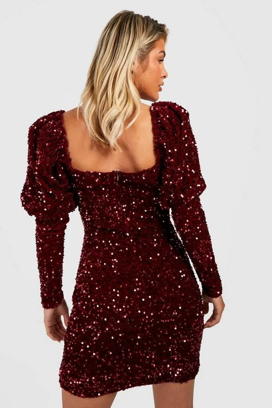 BOOHOO Sequin Puff Sleeve Mini Dress 2 BOOHOO Sequin Puff Sleeve Mini Dress - Image 2