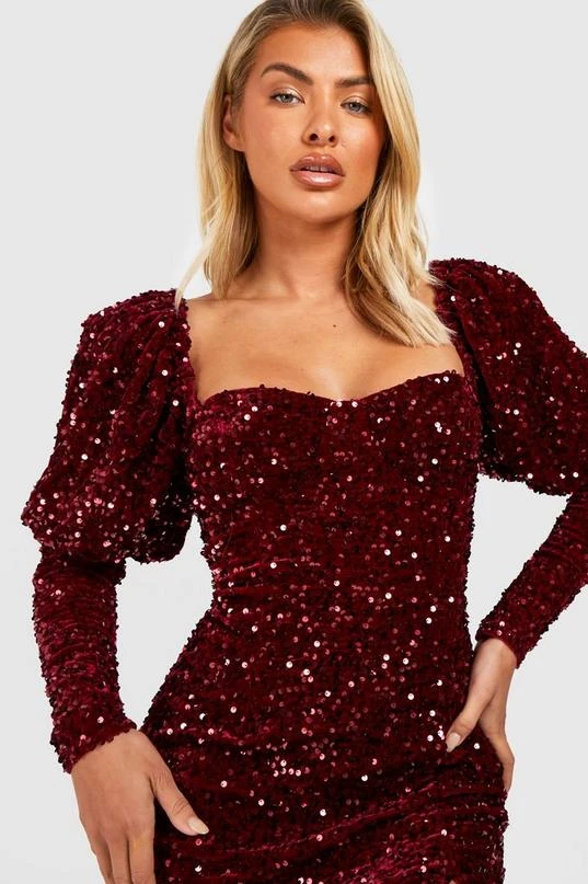 BOOHOO Sequin Puff Sleeve Mini Dress 4 BOOHOO Sequin Puff Sleeve Mini Dress - Image 4