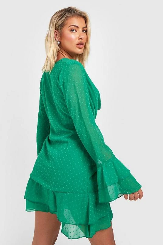 BOOHOO Dobby Ruffle Cowl Neck Shift Dress 2 BOOHOO Dobby Ruffle Cowl Neck Shift Dress - Image 2