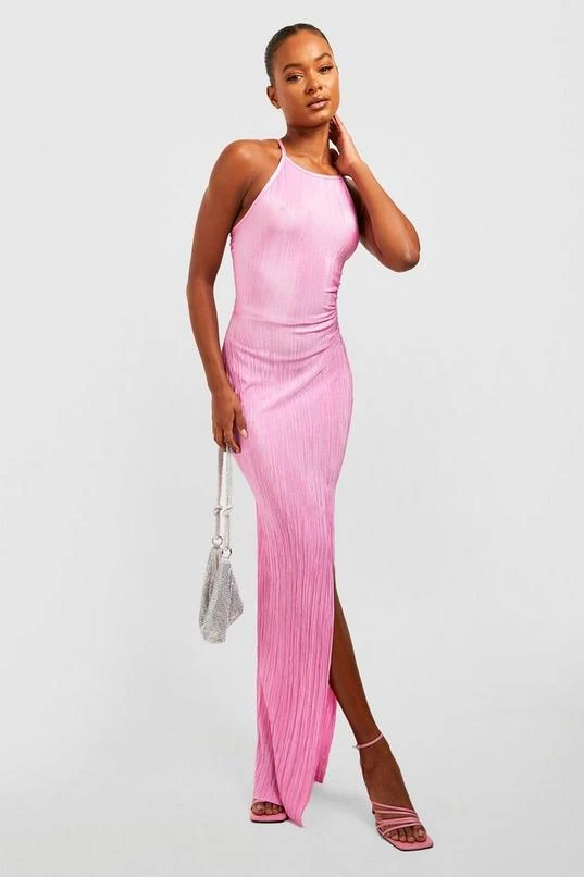 BOOHOO Tall Plisse Split Side Maxi Dress 3 BOOHOO Tall Plisse Split Side Maxi Dress - Image 3