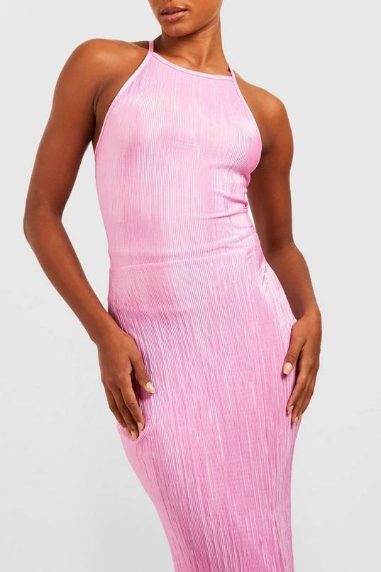 BOOHOO Tall Plisse Split Side Maxi Dress 4 BOOHOO Tall Plisse Split Side Maxi Dress - Image 4