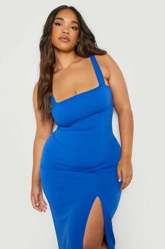 BOOHOO Plus Square Neck Split Maxi Dress 4 BOOHOO Plus Square Neck Split Maxi Dress - Image 4