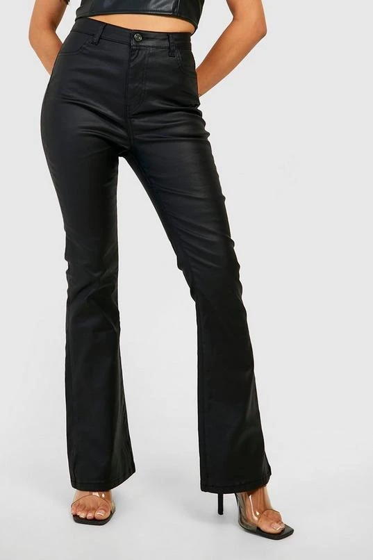 BOOHOO Petite Flared Leg Pu Coated Jean 4 BOOHOO Petite Flared Leg Pu Coated Jean - Image 4