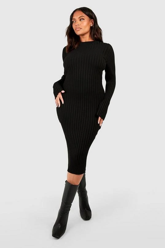 BOOHOO Plus Two Tone Wide Rib Knitted Midi Dress 1 BOOHOO Plus Two Tone Wide Rib Knitted Midi Dress