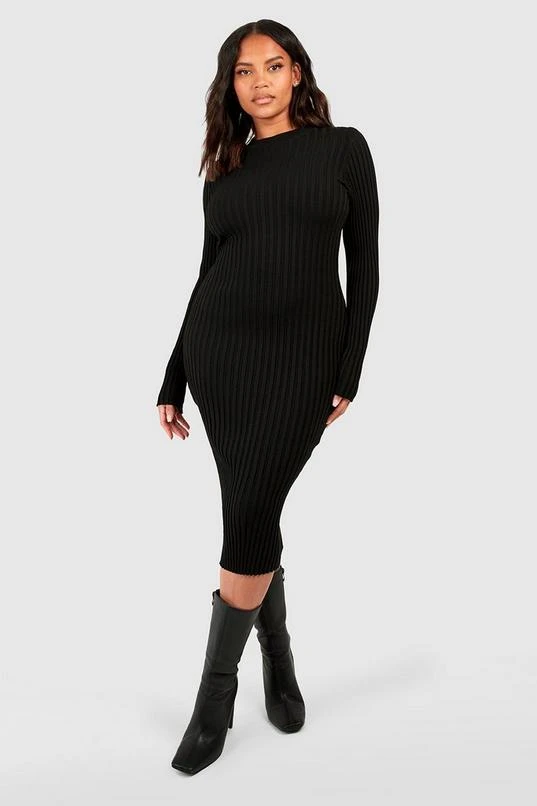 BOOHOO Plus Two Tone Wide Rib Knitted Midi Dress 3 BOOHOO Plus Two Tone Wide Rib Knitted Midi Dress - Image 3