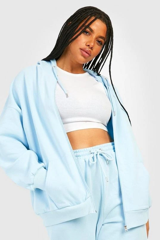 BOOHOO Plus Basic Oversized Zip Through Hoody