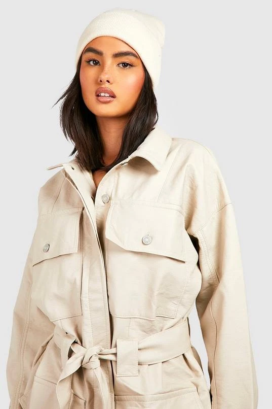 BOOHOO Faux Leather Utility Jacket 4 BOOHOO Faux Leather Utility Jacket - Image 4