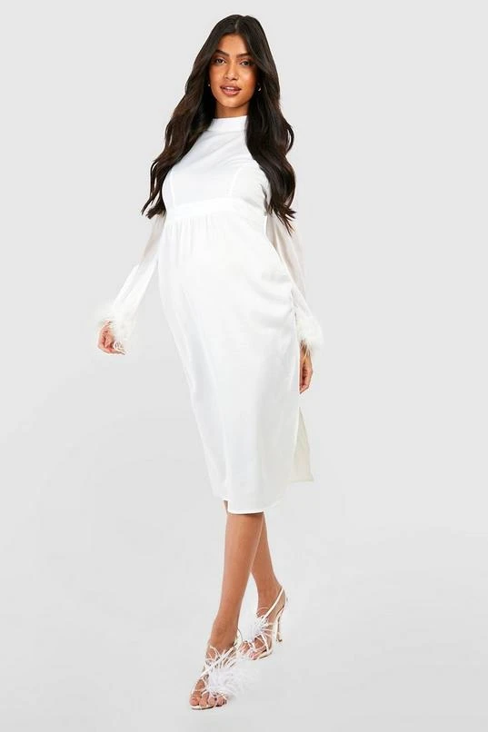 BOOHOO Maternity Occasion Feather Cape Midi Dress 3 BOOHOO Maternity Occasion Feather Cape Midi Dress - Image 3