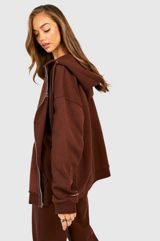 BOOHOO Premium Text Zip Through Oversized Hoodie 2 BOOHOO Premium Text Zip Through Oversized Hoodie - Image 2