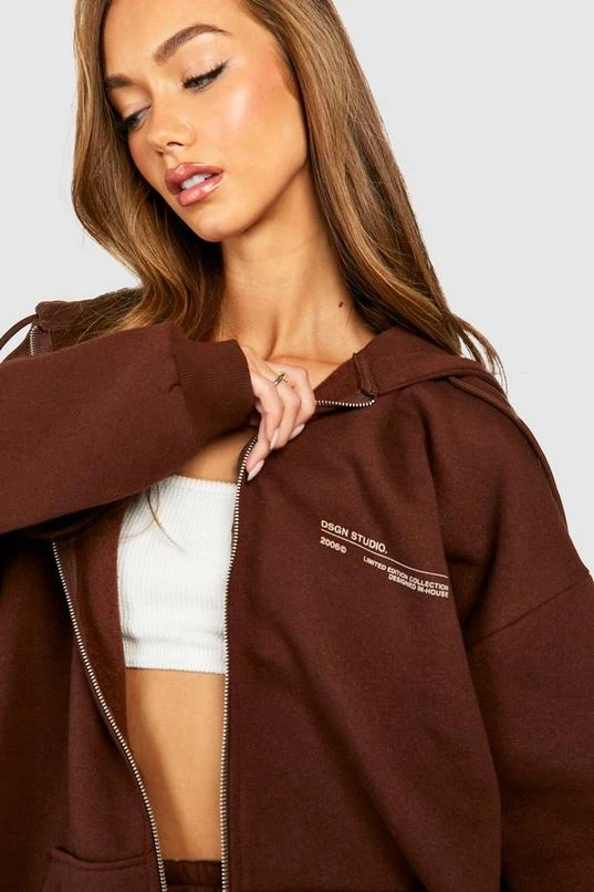 BOOHOO Premium Text Zip Through Oversized Hoodie 4 BOOHOO Premium Text Zip Through Oversized Hoodie - Image 4