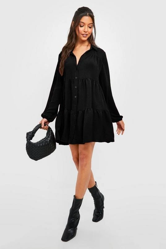 BOOHOO Tiered Smock Shirt Dress 3 BOOHOO Tiered Smock Shirt Dress - Image 3