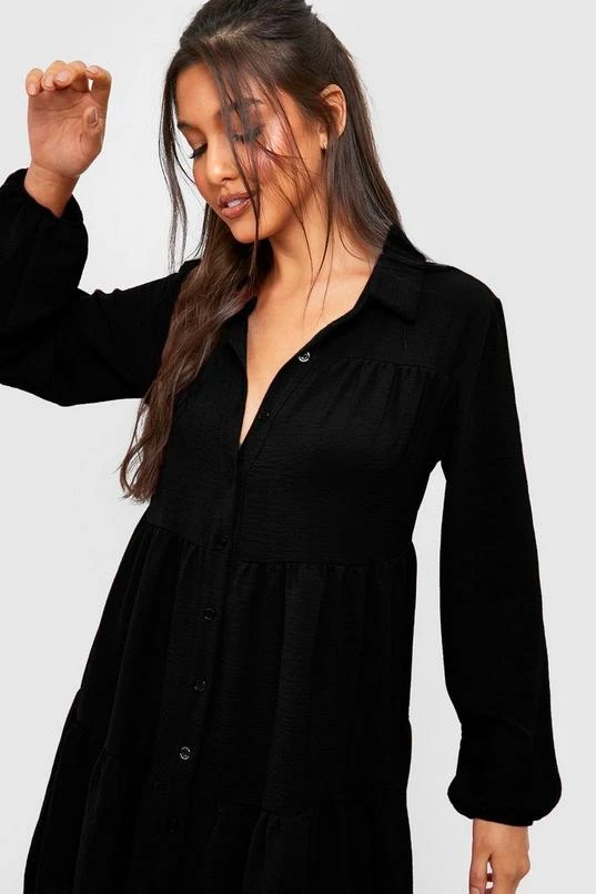 BOOHOO Tiered Smock Shirt Dress 4 BOOHOO Tiered Smock Shirt Dress - Image 4